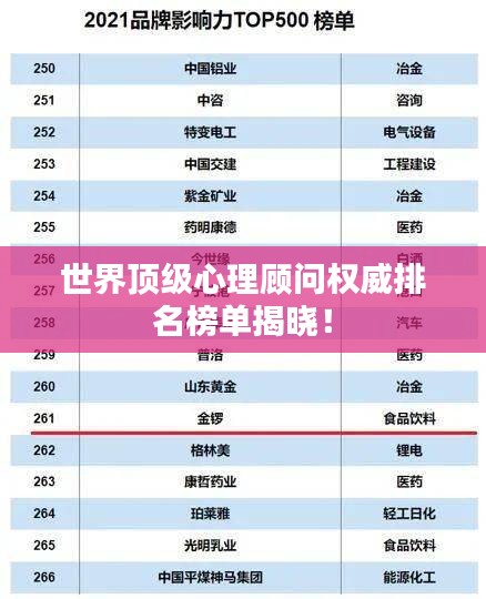 世界顶级心理顾问权威排名榜单揭晓！