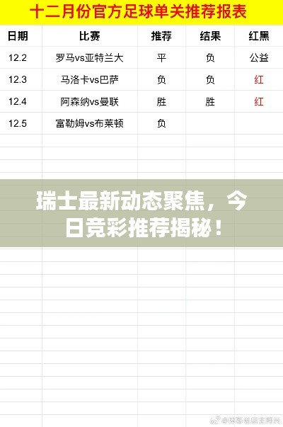 瑞士最新动态聚焦，今日竞彩推荐揭秘！