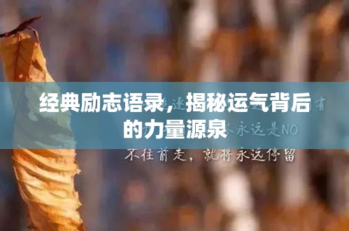 经典励志语录，揭秘运气背后的力量源泉