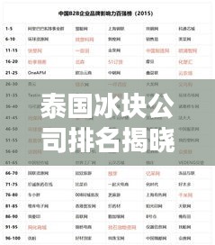 泰国冰块公司排名揭晓，权威榜单揭秘优质企业！