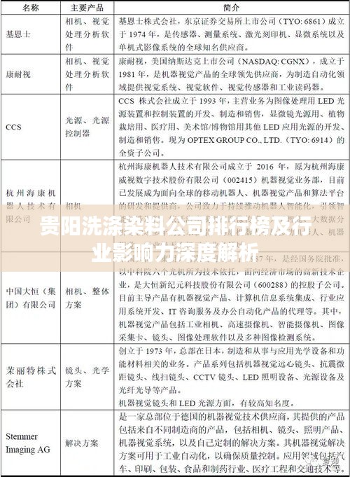 贵阳洗涤染料公司排行榜及行业影响力深度解析